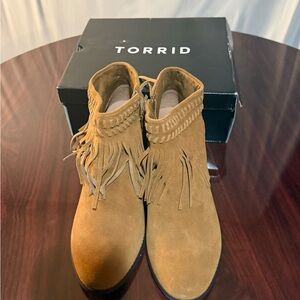 Torrid Brown Fringe Ankle Booties